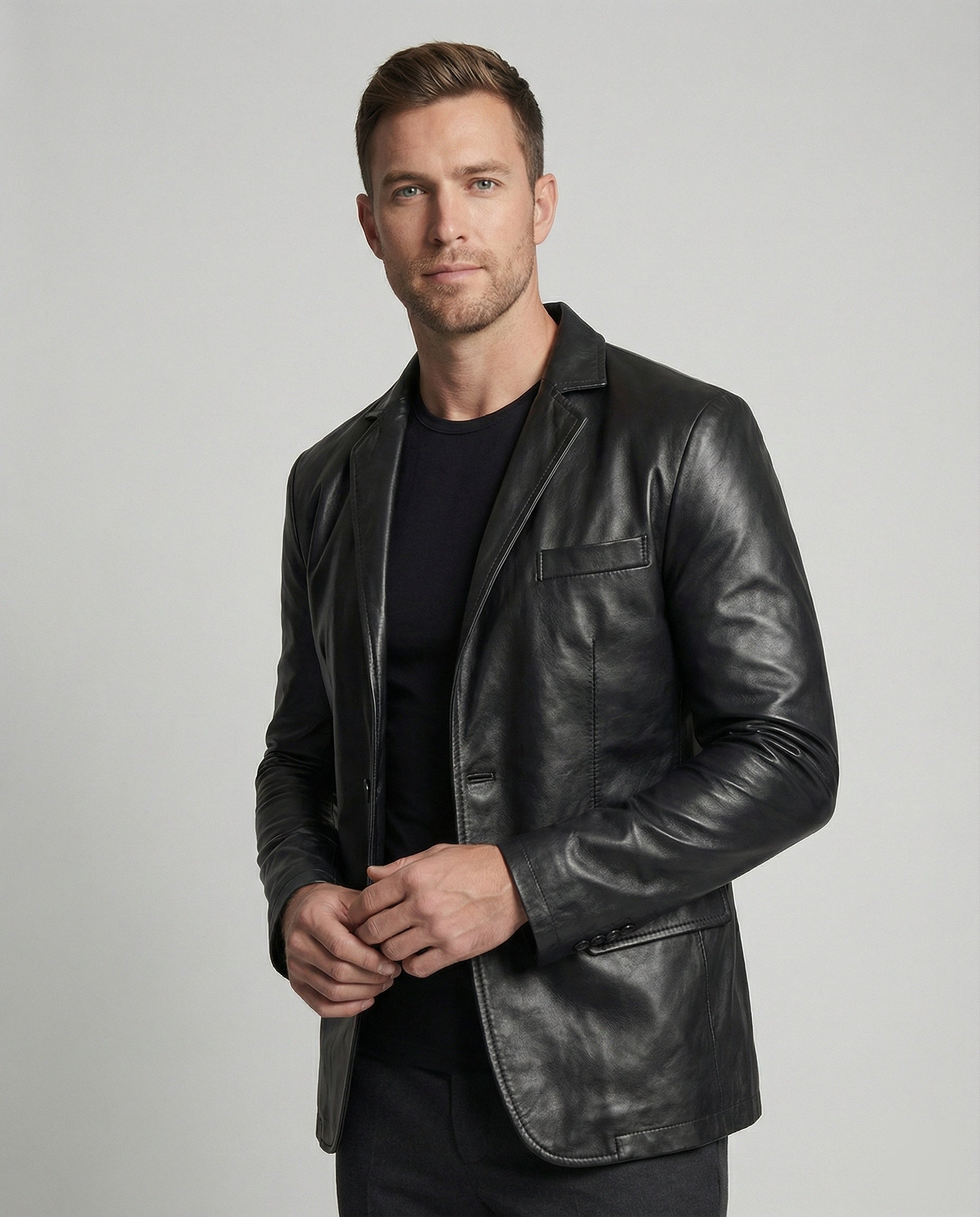Herren Blazer Kunstleder Modern - Norvielle
