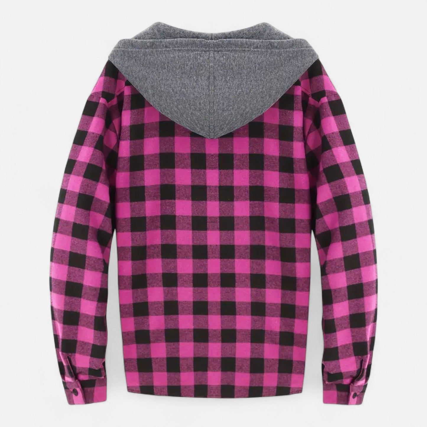Herren Karo-Hoodie mit Knöpfen und Kordelzug