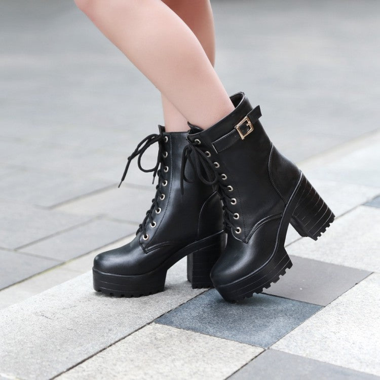 Norvielle Damen Stiefel Schnürung Leder