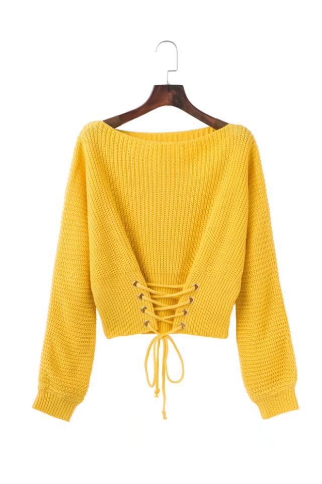 Damen Strickpullover mit Schnürdesign Norvielle