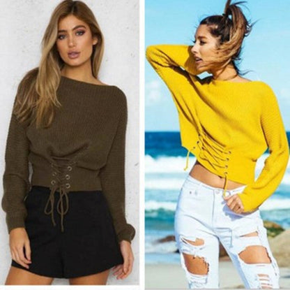 Damen Strickpullover mit Schnürdesign Norvielle - Norvielle