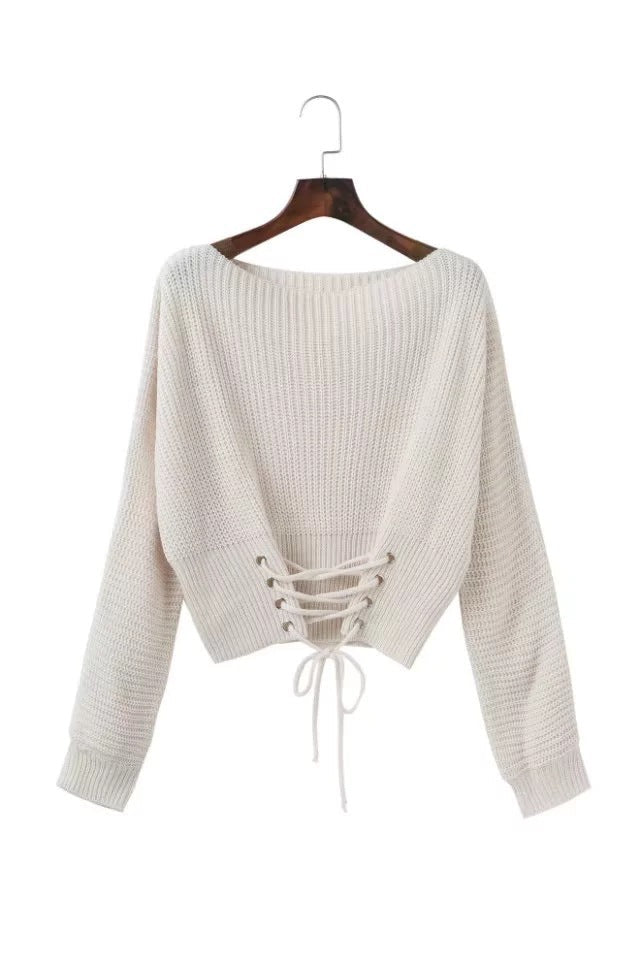 Damen Strickpullover mit Schnürdesign Norvielle
