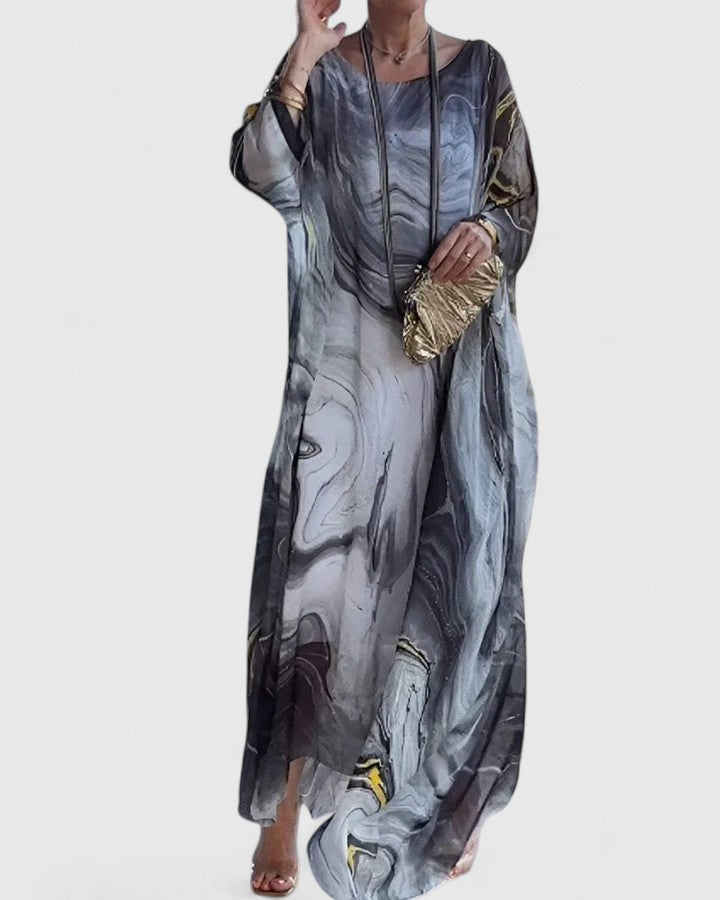 Damen Maxikleid Fledermausärmel Locker Geschnitten
