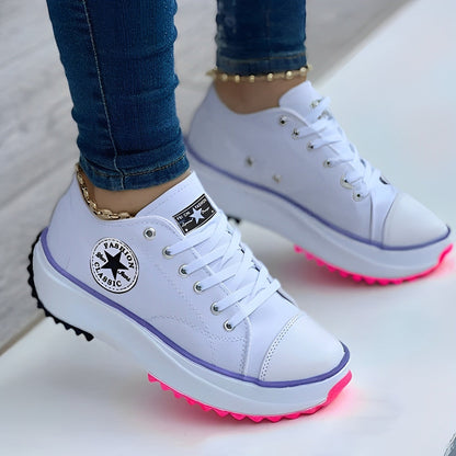 Damen Turnschuhe Canvas Weiß - Norvielle