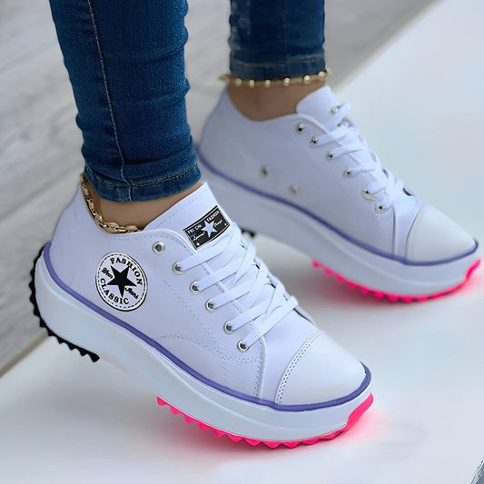 Damen Turnschuhe Canvas Weiß - Norvielle