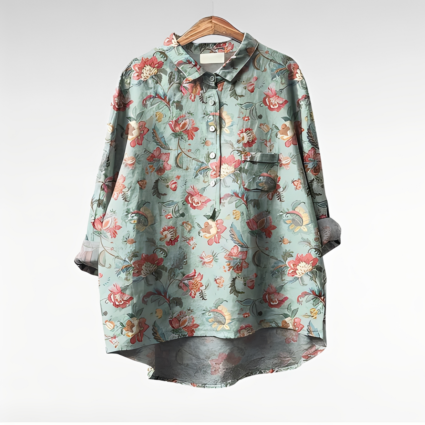 Damenbluse Blumenmuster Baumwolle Weiß