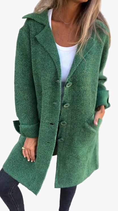 Damen Mantel Relaxed Fit Button Front