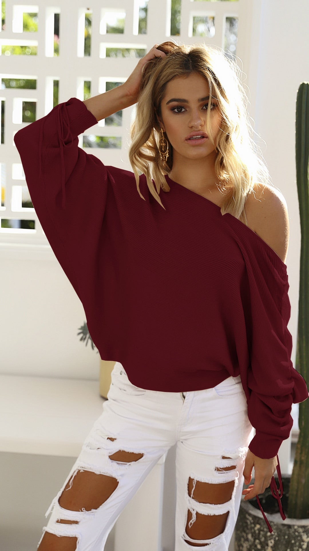 Damen Oversized Pullover Asymmetrisch Norvielle