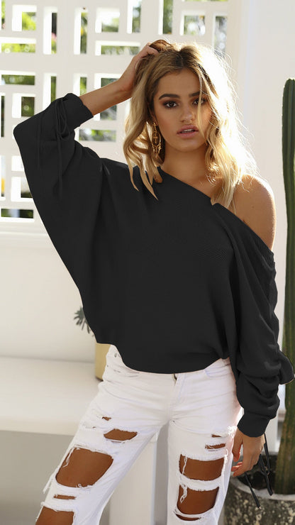 Damen Oversized Pullover Asymmetrisch Norvielle