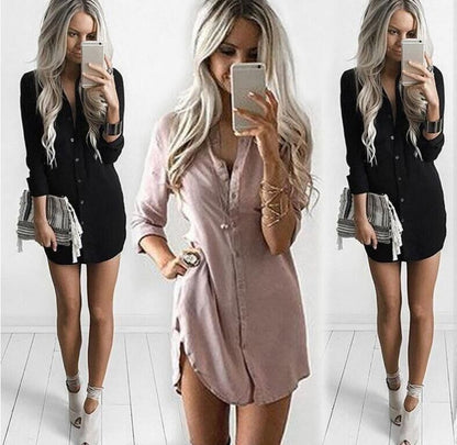 Damen Hemdblusenkleid mit Knöpfen Leger Schnitt Norvielle - Norvielle