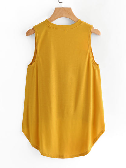 Damen Sporttop Ärmellos Dekorativer Cut-Out Asymmetrisch