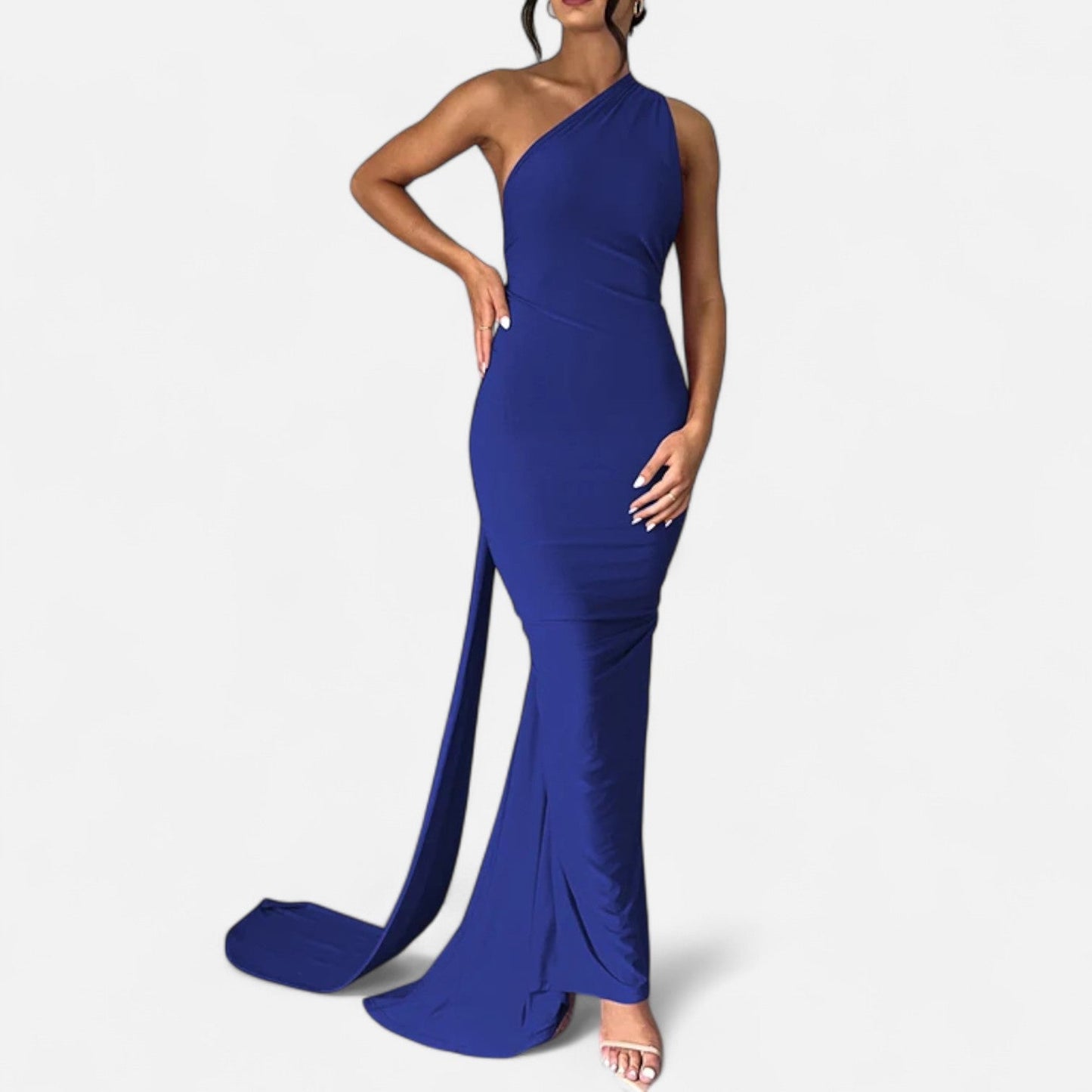 Damen Maxikleid Ein-Schulter-Neckholder