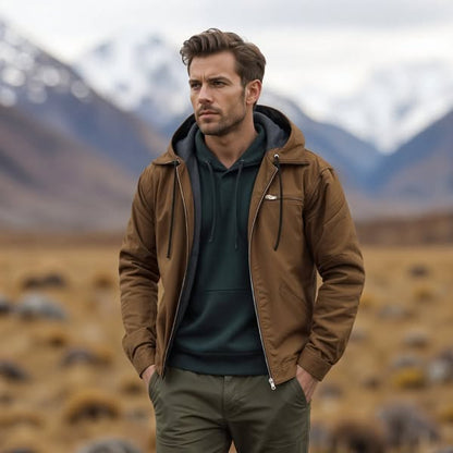 Herren Übergangsjacke Mit Kapuze Und Reißverschluss