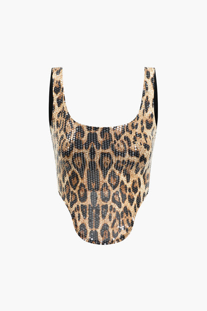 Damen Leo-Print und Minirock Set Selbstbewusstes Statement-Outfit