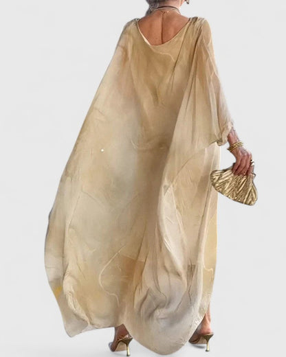 Damen Maxikleid Fledermausärmel Locker Geschnitten