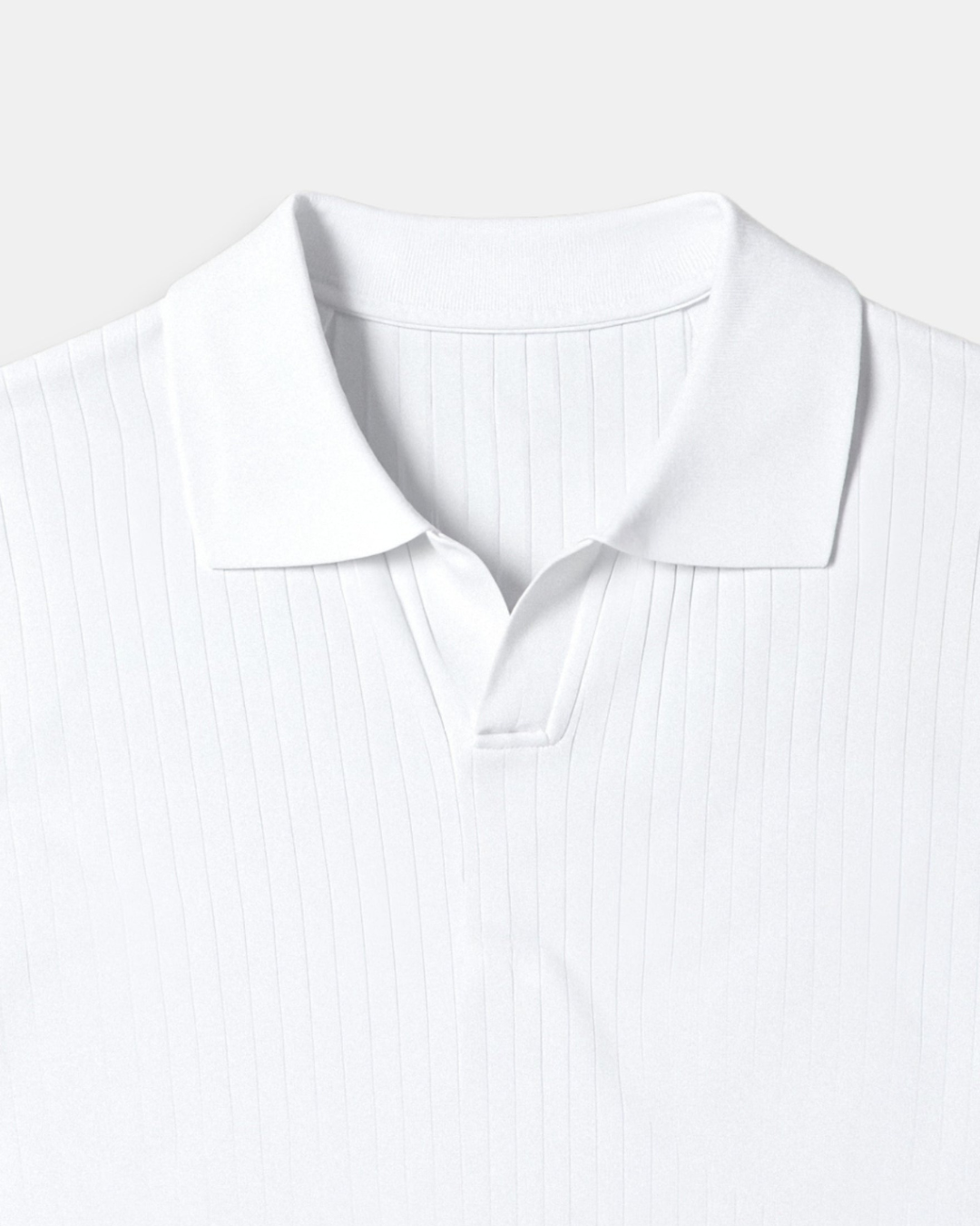 Herren Poloshirt Rippstrick Offener Kragen Slim Fit