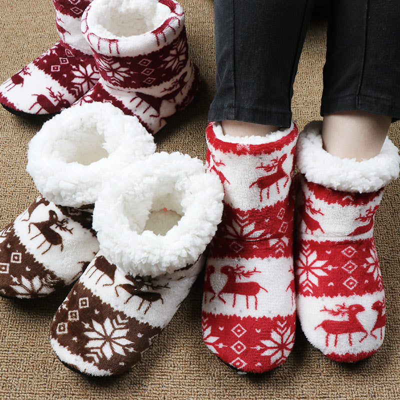 Weihnachtliche Damen Hausschuhe Korallenfleece Warm