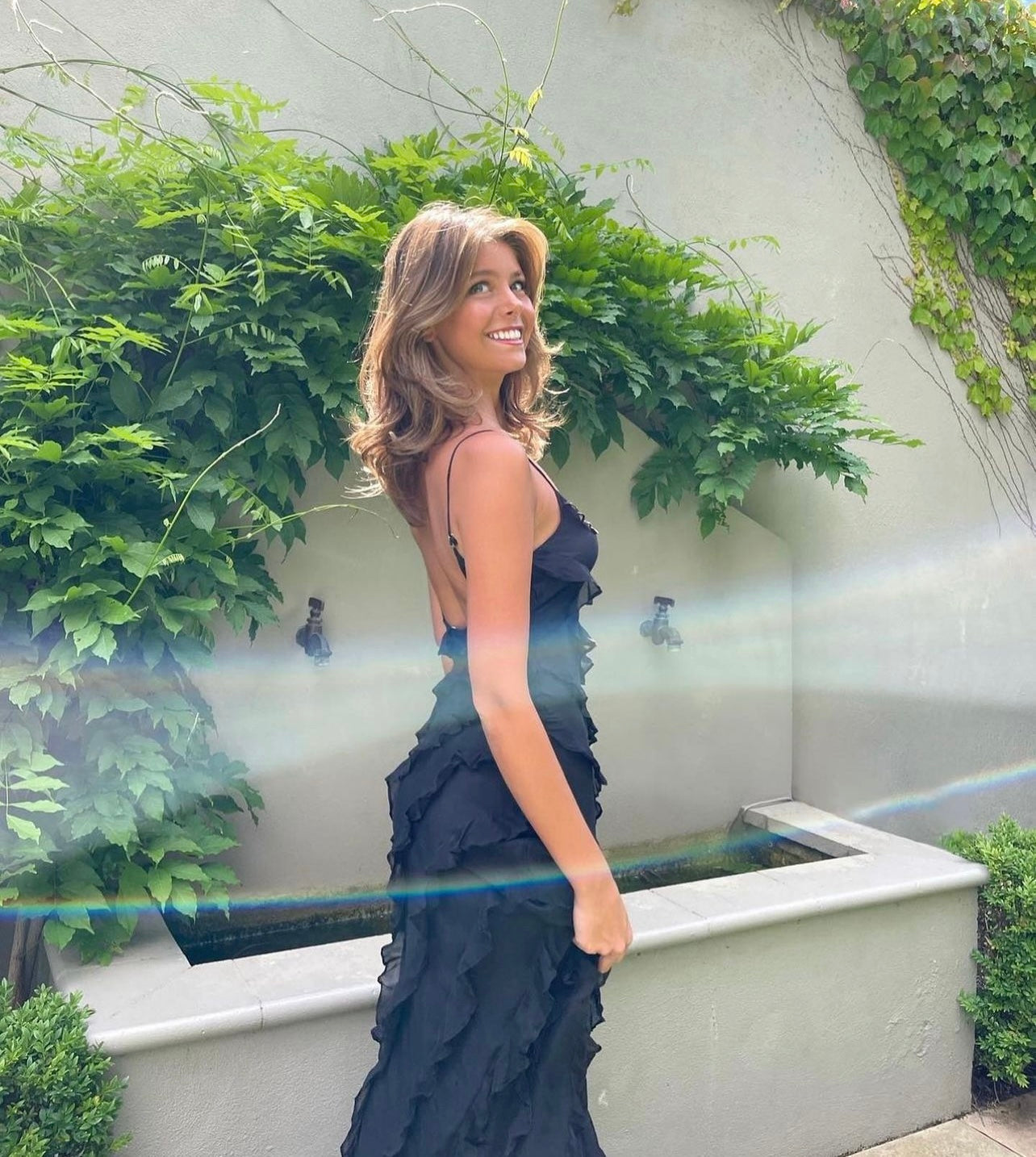 Damen Maxikleid Rüschen Abendkleid Spaghettiträger
