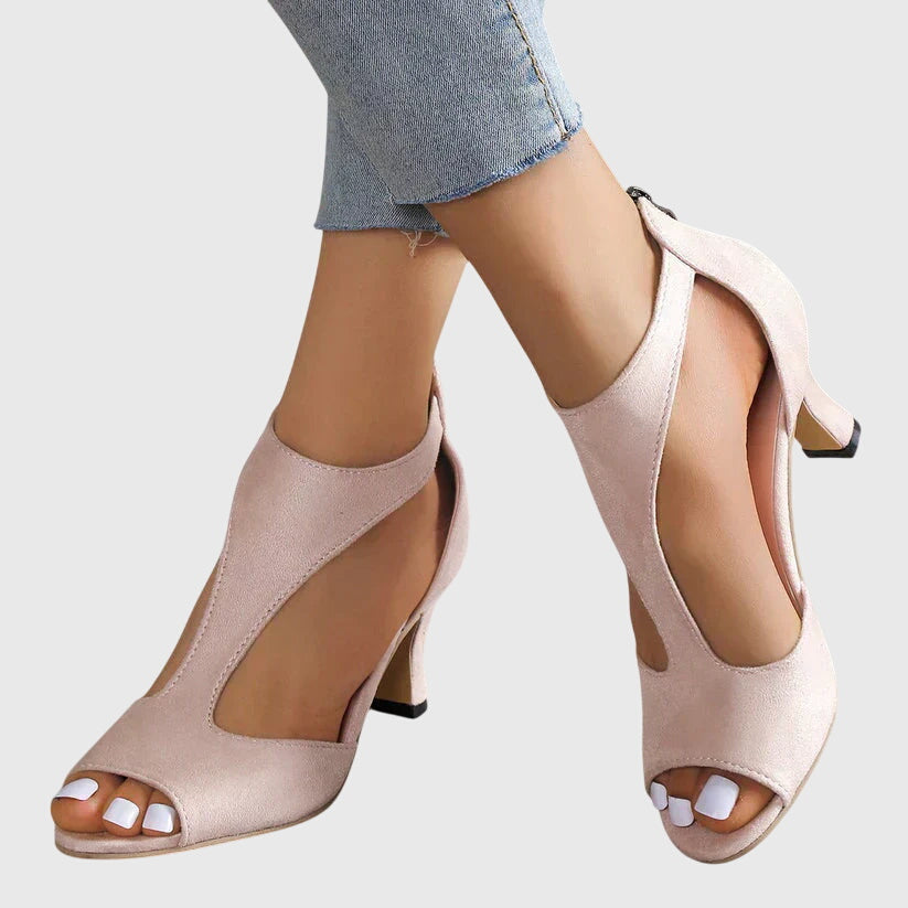 Damen Sandaletten Offene Zehenpartie Frühling Cutout Schwarz - Norvielle