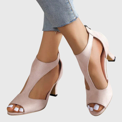 Damen Sandaletten Offene Zehenpartie Frühling Cutout Schwarz - Norvielle