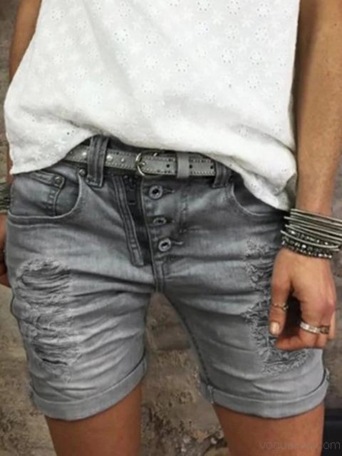 Norvielle Herren Denim Shorts Lässig Blau - Norvielle