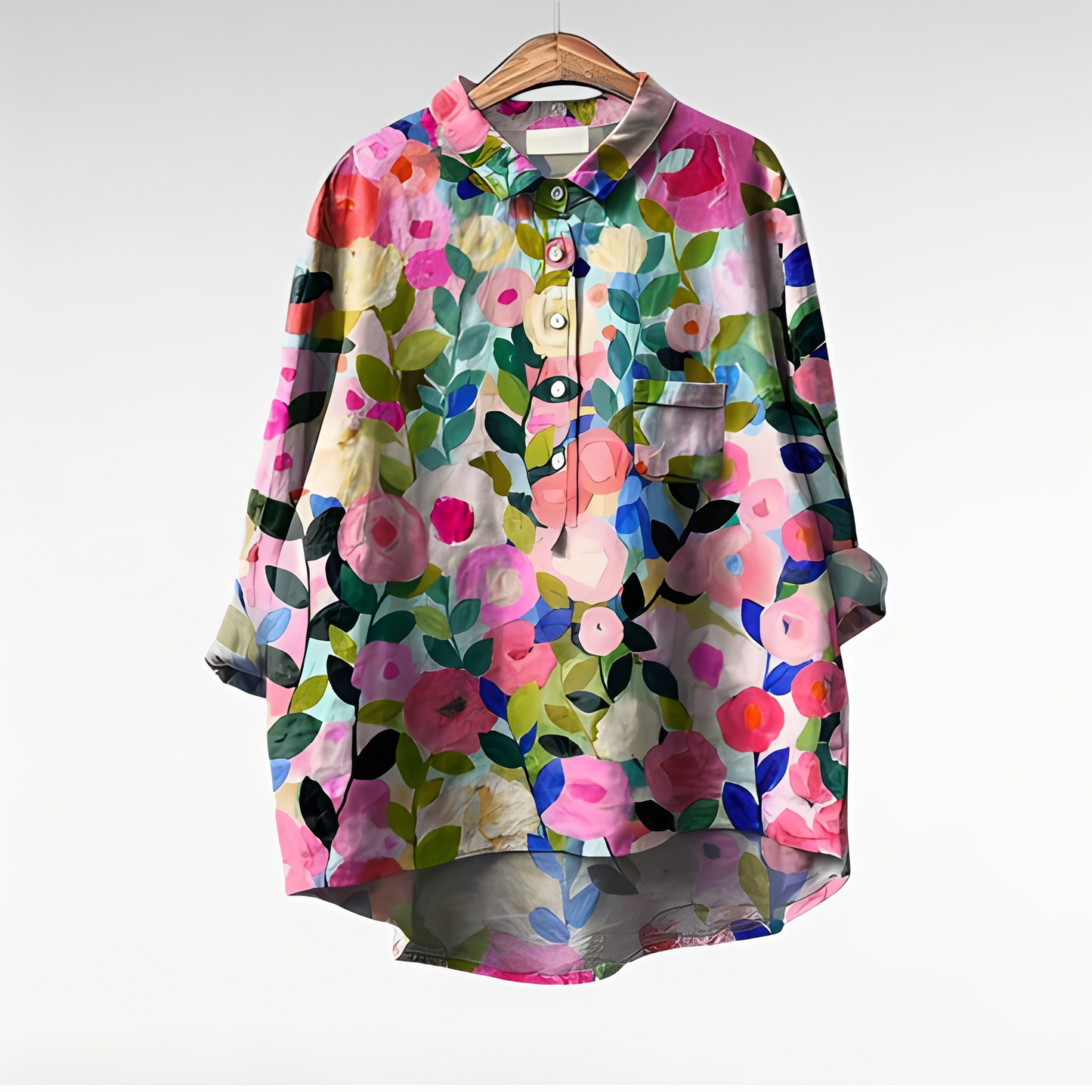 Damenbluse Blumenmuster Baumwolle Weiß