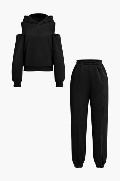Damen Hoodie-Set Sportlich Cut-Outs