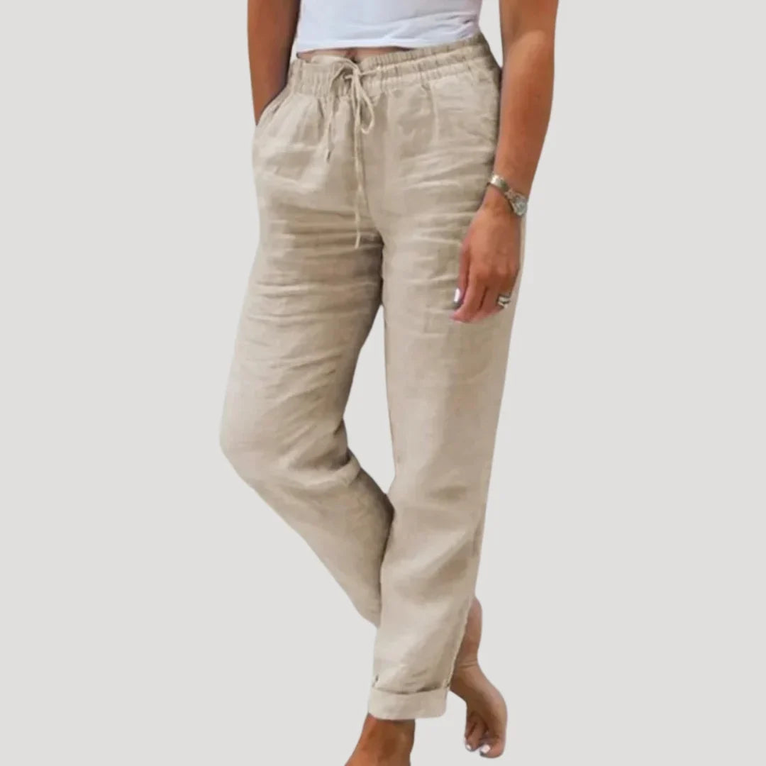 Damen Sommerhose Gerades Bein Mit Taschen