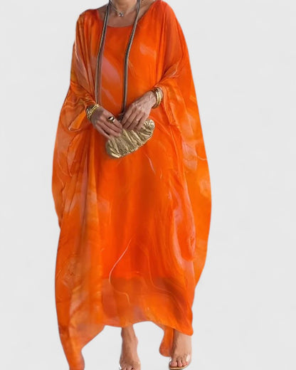 Damen Maxikleid Fledermausärmel Locker Geschnitten