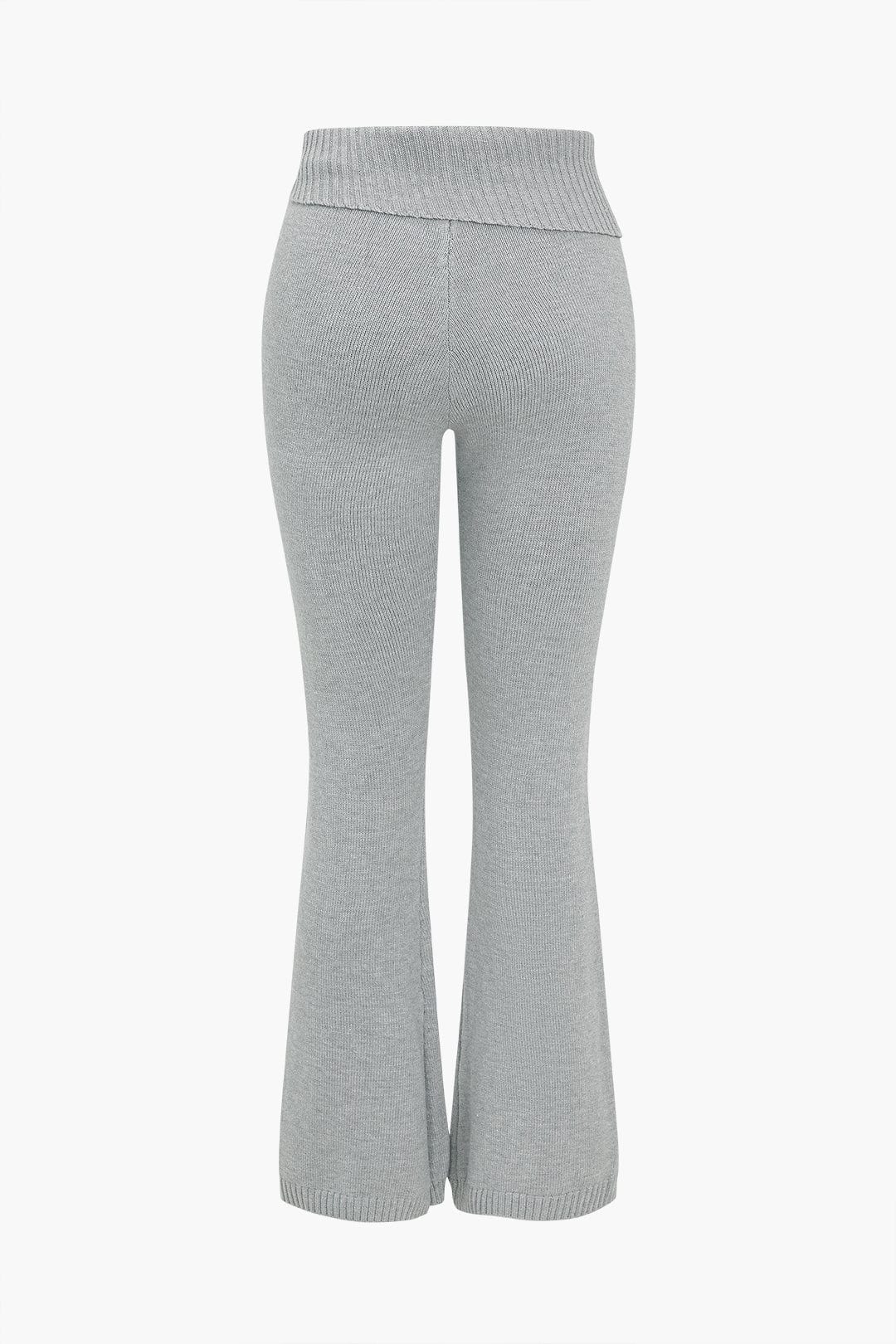 Damen Strick-Set Kapuzenjacke Schlaghose