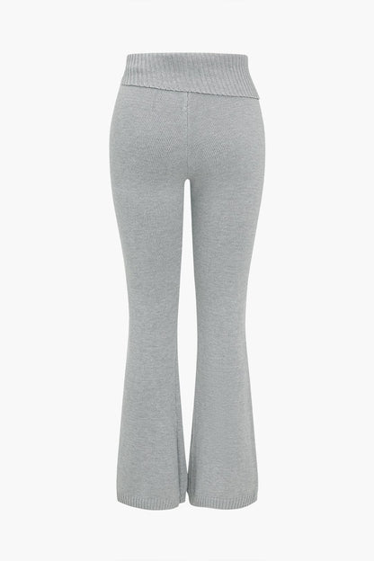 Damen Strick-Set Kapuzenjacke Schlaghose
