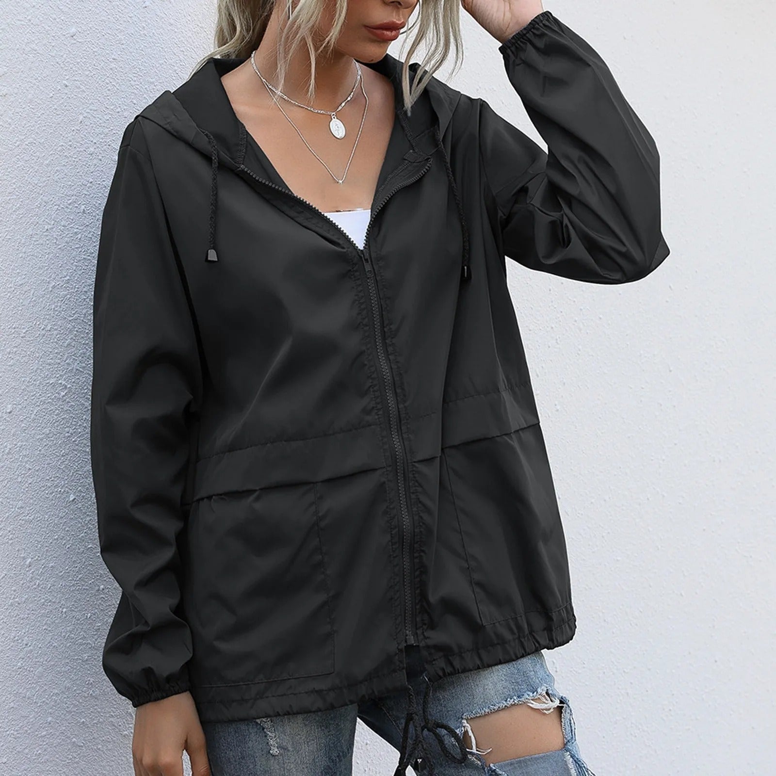 Norvielle Leichte Damenwindjacke Mit Kapuze - Norvielle