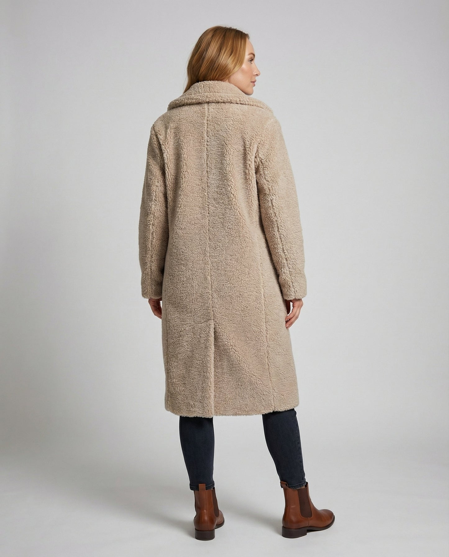 Damen Kunstfellmantel Teddylook