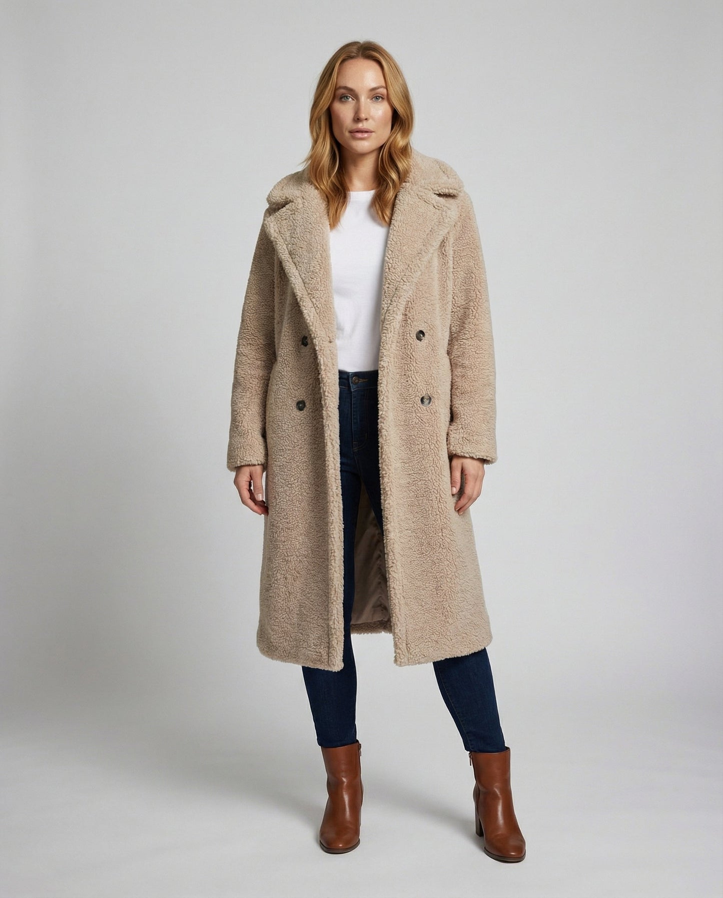 Damen Kunstfellmantel Teddylook - Norvielle