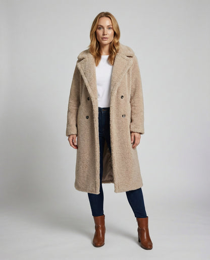 Damen Kunstfellmantel Teddylook - Norvielle