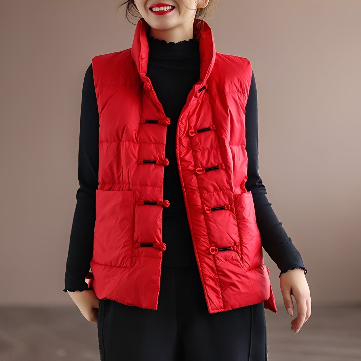 Damen Daunenweste Ethno-Stil Braun - Norvielle