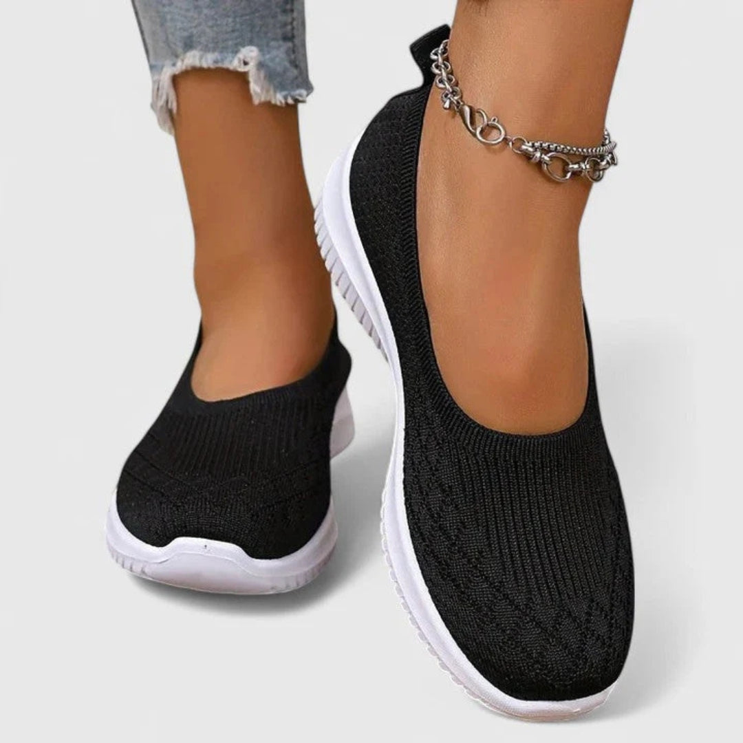 Damen Leichte Slip-On Strick Ballerinas