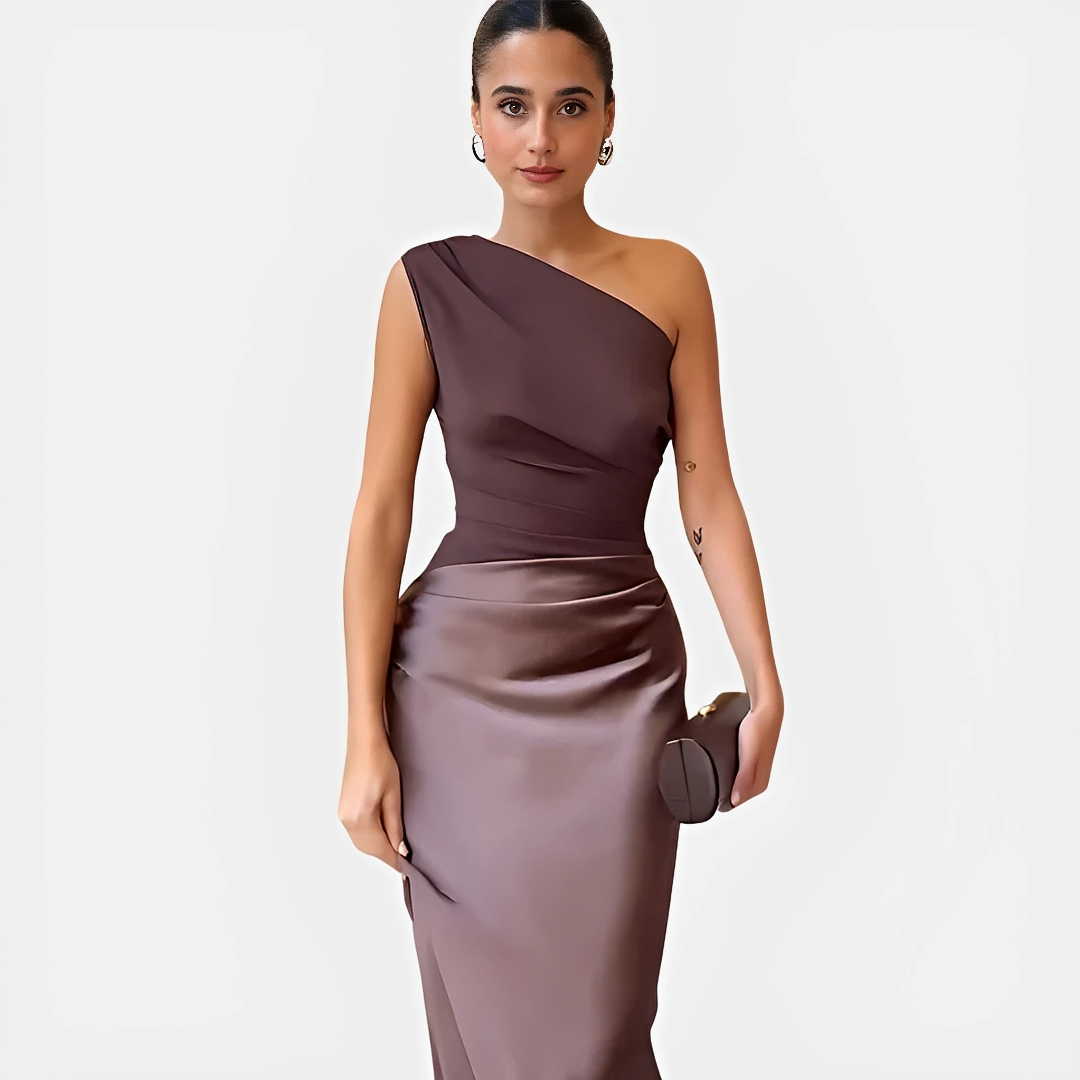 Damenkleid Asymmetrischer Kragen Gerader Rock