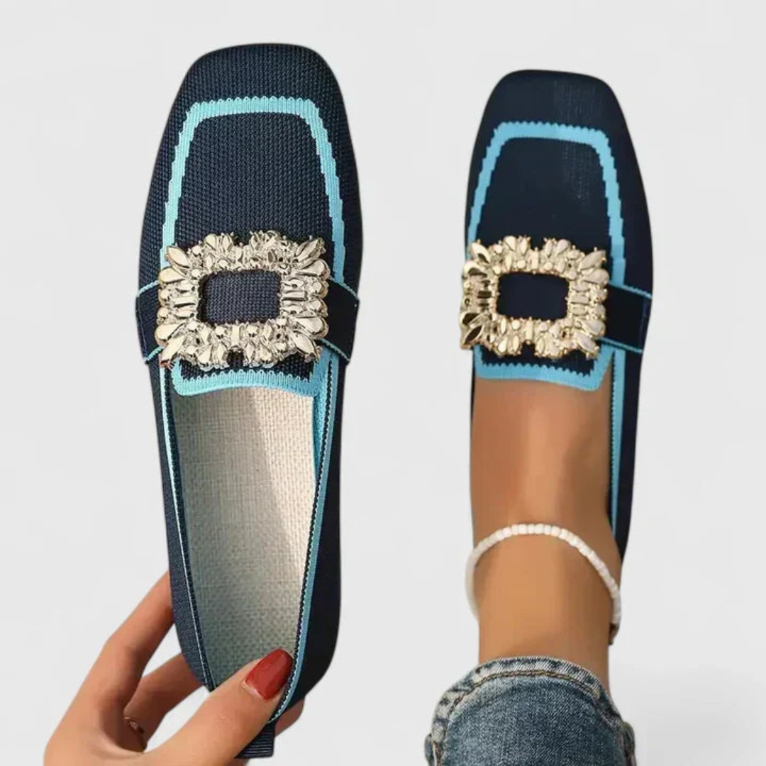 Doris Damen Slip-On Loafer Kristallschnalle