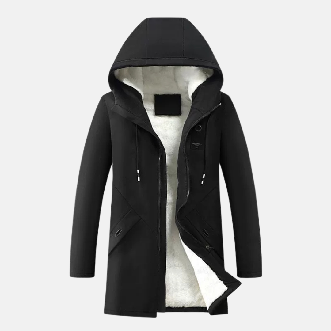 Kapuzenjacke Damen Mittellang Fleece Winddicht