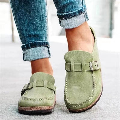 Damen Slip-On Loafer Schnalle Leder