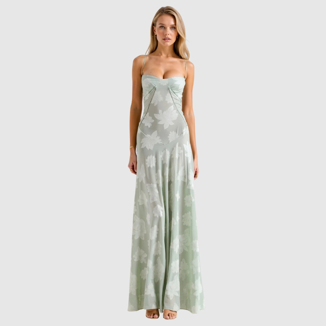 Damen Hochzeitsgastkleid Bustier Maxikleid