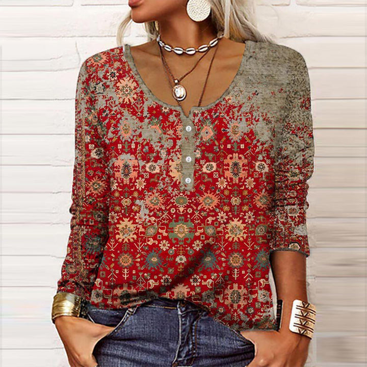 Norvielle Damen Pullover Aztekenmuster Eleganz - Norvielle