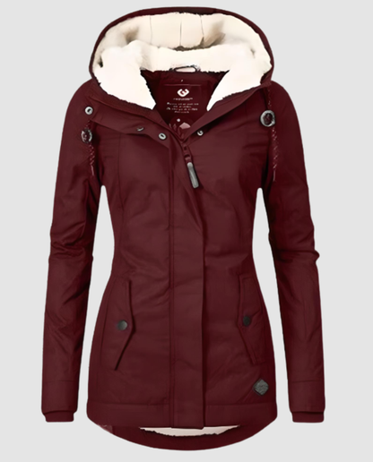 Damen Lange Gefütterte Winterjacke