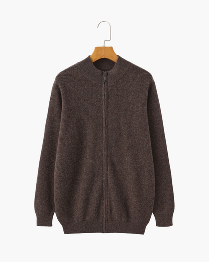 Herren Kaschmir Strickjacke Rippenstrick Reißverschluss