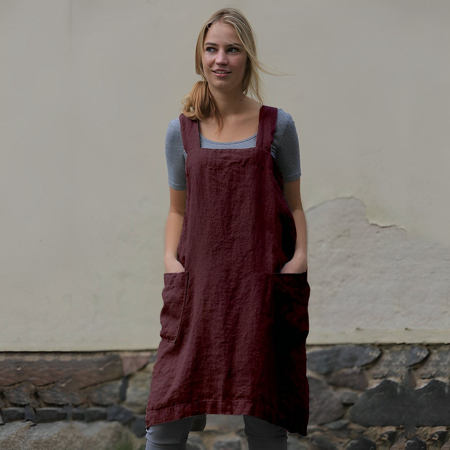 Damen Schürzenkleid mit Taschen