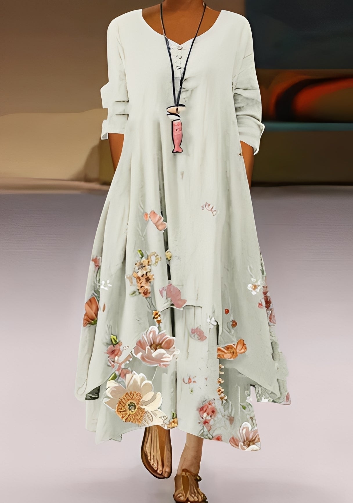 Damenkleid mit Print Elegantes locker Fallendes Kleid