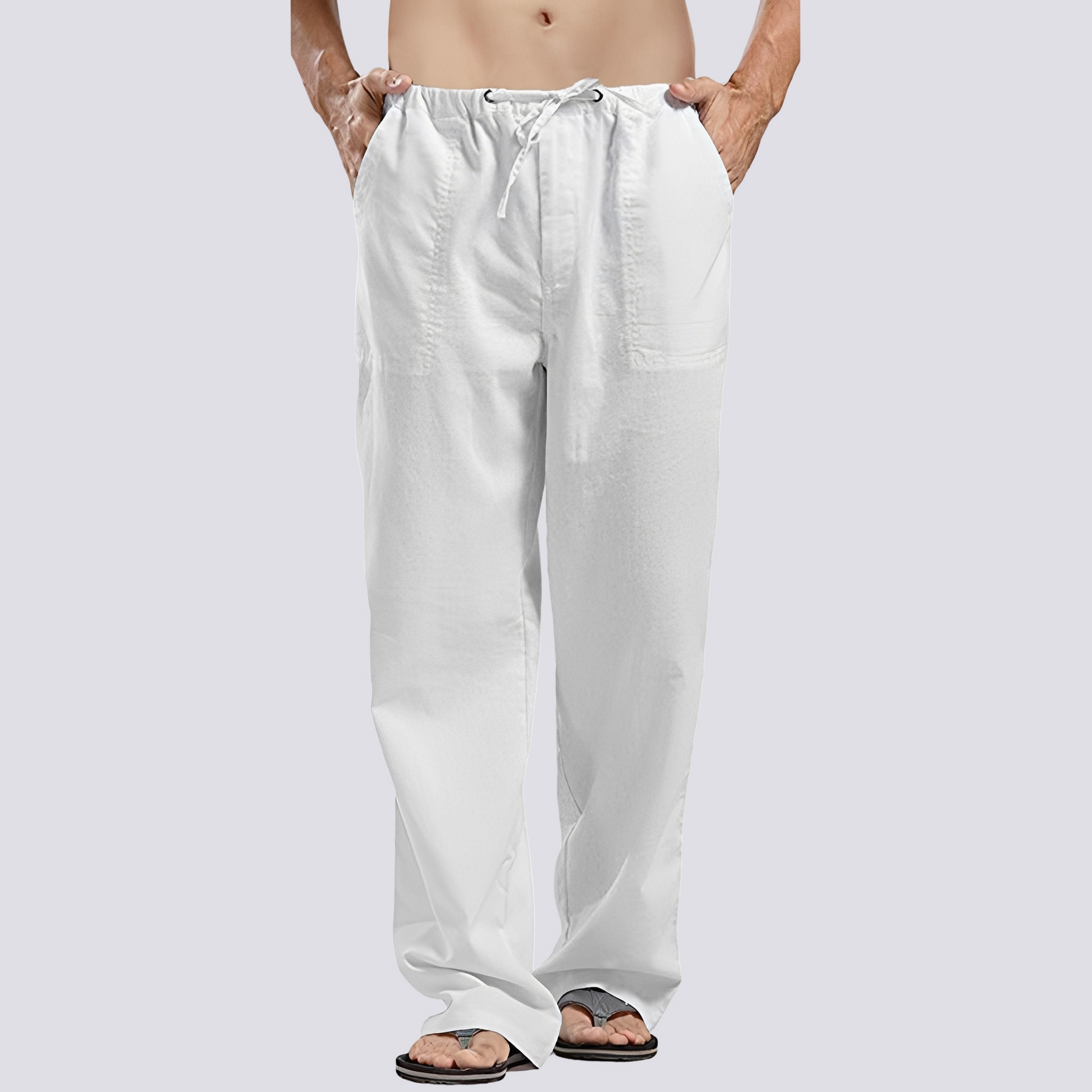 Herren Hose Lässig Locker Baumwolle Beige - Norvielle