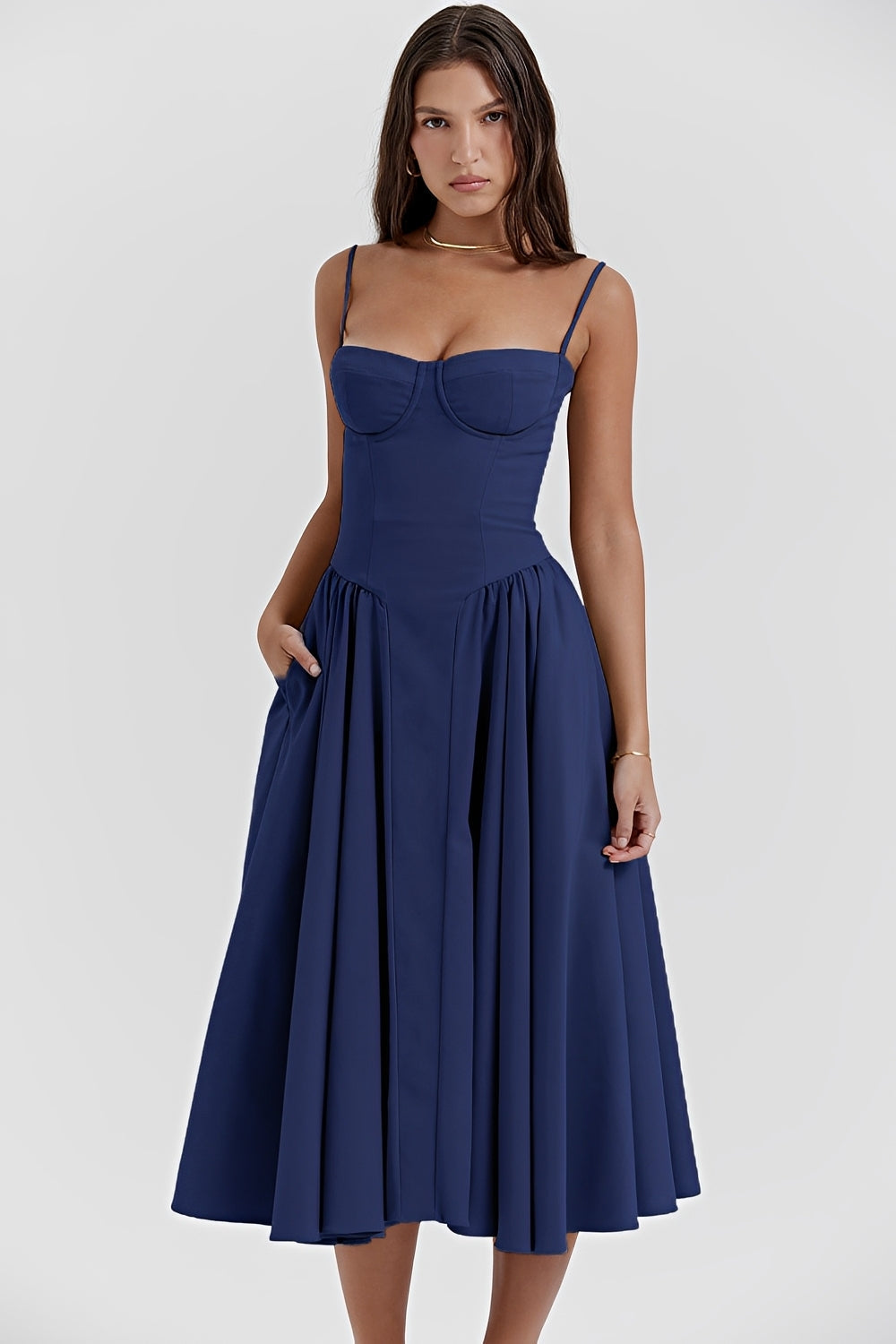 Damen Sling-Kleid Rückenfrei Leicht Sommerkleid