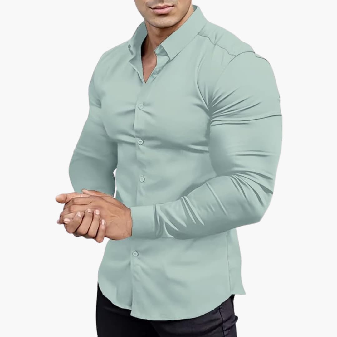 Herren Slim Fit Langarmhemd Klassisch